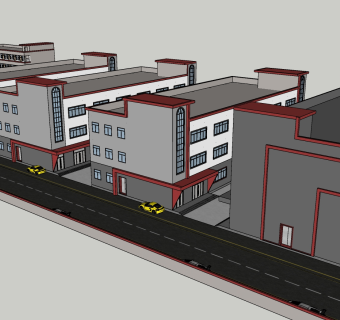 60现代标准楼房厂房 产业园区，文创中心，艺术园区， 多层建筑厂房，仓库 ，办公楼，员工宿舍su草图模型下载