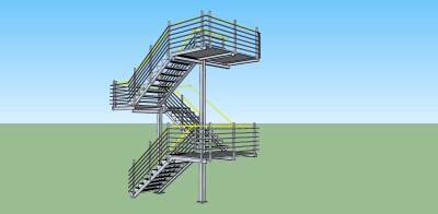 80带扶手的工业楼梯  钢结构楼梯 简易楼梯，旋转楼梯 上下铁艺楼梯su草图模型下载