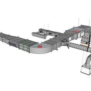 103全导管系统  机械  管道，通风管道，机械管道，消防排烟管道su草图模型下载