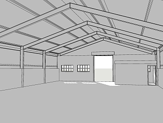 104钢框架仓库工业厂房 温室 室外 帐篷su草图模型下载