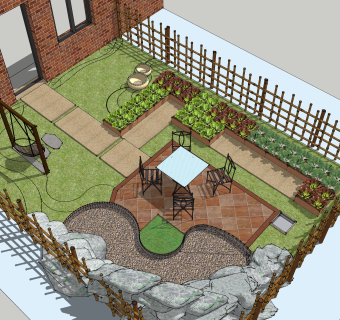 精品小院su草图模型下载