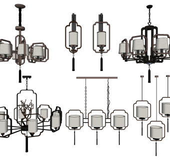 吊灯su草图模型下载