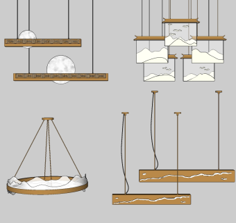 小吊灯su草图模型下载