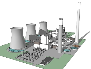 111现代火力发电厂，...电压机 输电<em>管道</em>su草图模型下载