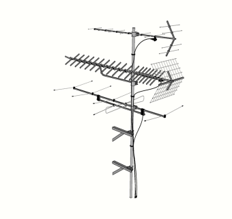 122电视天线，无线天线 电视信号接收器su草图模型下载