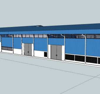 142钢结构框架工业厂房，标准厂房，仓库，农贸市场，菜市场su草图模型下载