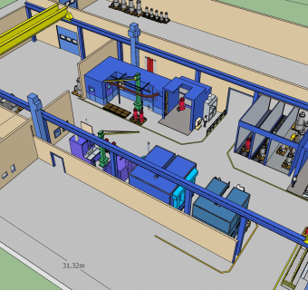 150工厂油漆面积  厂房车间  油漆厂 机械车间 油漆设备 工厂机械设备 工作车间su草图模型下载
