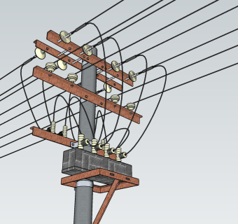 157高压电线杆设施，高压输电线电力设施，高压线塔  电线杆su草图模型下载