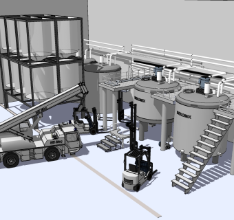 161工厂设备 工厂设备吊车机械 工地 吊车 运输车 储蓄罐 化工厂su草图模型下载