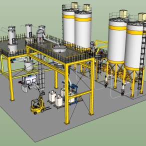 163化工厂设备 ，现代风格标准厂房，化工厂，工业厂房，化工厂储蓄罐，水塔，电厂，接卸设备，发电机，铲车，叉车，钢架结构楼梯su草图模型下载