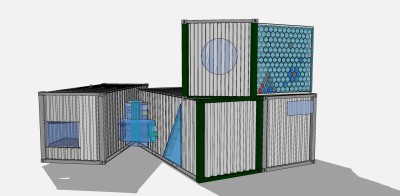 178集装箱 ，集装箱样板房 集装箱风格办公室，集装箱游乐场，儿童游乐园su草图模型下载