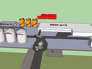 工业水<em>处理</em>储罐，化工厂产业园su草图模型下载
