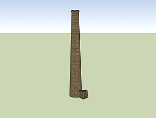 207老工业厂房烟囱，红砖厂烟囱su草图模型下载