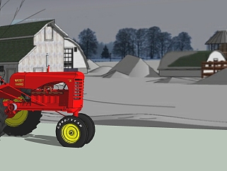 212 梅西哈里斯“30”拖拉机 拖拉机 脱粒机 扫雪机 战机 大型拖车，农用拖拉机su草图模型下载