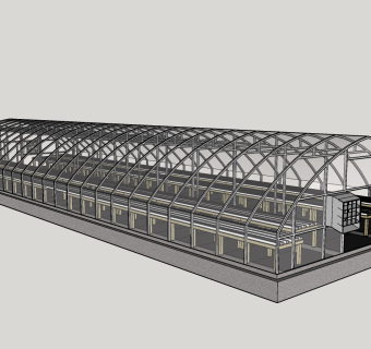215农业大棚 工业厂房 阳光房 花房 种植大棚 都市农园 采摘园 新农村采摘基地  温室大棚su草图模型下载