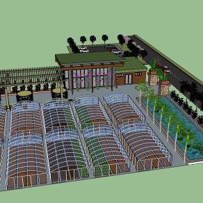 221生态农庄，现代风格农场 家庭农场 蔬菜基地 都市农园 采摘园 新农村采摘基地  温室大棚 阳光房 蔬菜大棚，农村小屋，农家小院 乡村民宿su草图模型下载