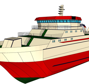 233   71x14米的拖网渔船 船 消防船 快艇 邮船 灯塔su草图模型下载