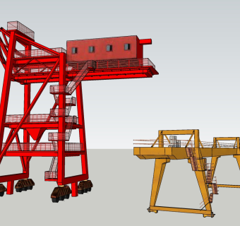 243龙门吊 起重机，桥梁设备，工地大型重型设备，三一重工su草图模型下载