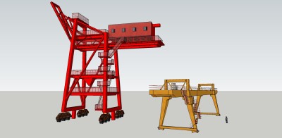 243龙门吊 起重机，桥梁设备，工地大型重型设备，三一重工su草图模型下载