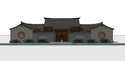 07中式古建 徽派古建 闽派古建 庙宇祠堂 酒店民宿su草图模型下载