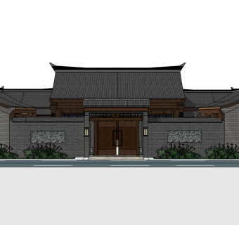 07中式古建 徽派古建 闽派古建 庙宇祠堂 酒店民宿su草图模型下载