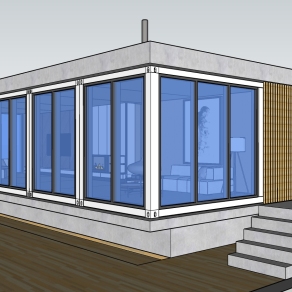 16湖畔别墅 度假小屋 度假民宿酒店，集装箱风格房屋 现代水泥风格建筑小屋su草图模型下载