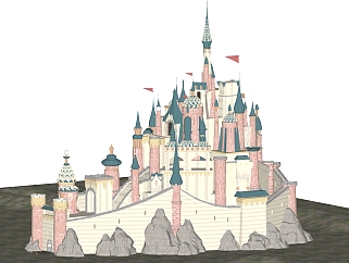 26 欧式建筑城堡 迪士尼乐园 儿童乐园 游乐园 欧式古典建筑城堡su草图模型下载
