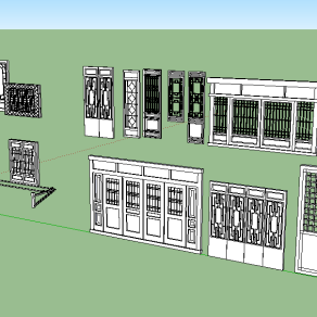 29中式雕花门窗 古建大门 中式四合院大门 中式镂空雕花格栅 屏风古门窗大集合su草图模型下载