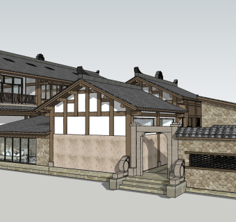 75穿斗结构院子 穿斗结构 夯土墙 民居 中式风格农村四合院  餐厅茶馆陶艺馆  中式庭院景观  度假村  农家院su草图模型下载