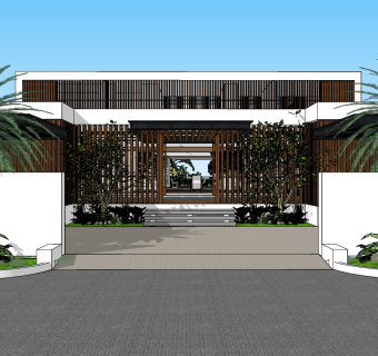 51新加坡现代简约四合院，新中式别墅会所，度假别墅酒店  泳池 中式民宅民宿 私家庭院 跃层别墅su草图模型下载