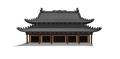 63古建寺庙大殿 中式阁楼 大殿  鼓楼  中式风格风景名胜 古建筑 大雄宝殿寺庙古建筑su草图模型下载