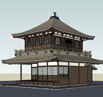 66中式古建筑，中式汉唐风格建筑 中式阁楼大殿 酒楼 戏楼 日式风格古建su草图模型下载