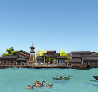 24中式风格风景名胜 渔夫码头 旅游服务区 古建商业街  牌坊塔楼 茶馆酒馆 新中式度假宾馆酒店 古建商业广场su草图模型下载