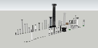 171各种柱式+斗拱  欧式风格柱式 斗拱 罗马柱 欧式构件 欧式雕塑su草图模型下载
