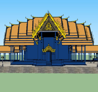 172 泰国寺庙 东南亚建筑风格寺庙 佛 东南亚旅游景点 泰国古建su草图模型下载