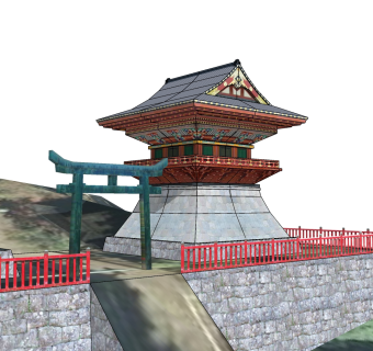 104日式古建城楼  日本古典风格寺庙 塔 日式古建筑  牌坊牌楼su草图模型下载