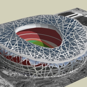 110艺术风格建筑  鸟巢 奥运会所 场馆 体育场 竞技场 足球场su草图模型下载