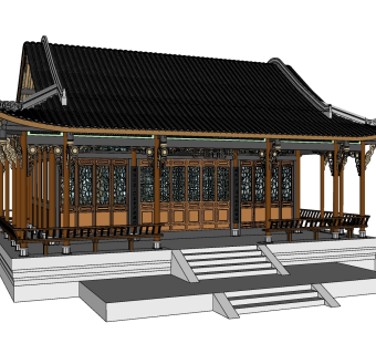 156西蜀古建 夏玉堂   中式牌楼 中式古建阁楼 寺庙 大殿 宝殿  中式门楼古建su草图模型下载