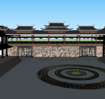 126土家族农村改造 中式风格中式古建筑  中式商业街区 中式古镇古街  中式商业综合体广场 中式商业步行街 沿街商铺 中式度假小镇su草图模型下载