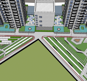 73现代风格住宅景观  现代风格商业景观 住宅景观 小区 小景 休闲广场su草图模型下载