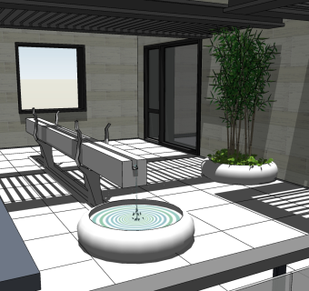 83日式洗手 卫生间 现代家居  公共卫生间 日式景观  中式景观小品su草图模型下载