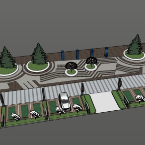53地形拼花 商业广场景观 停车场景观设计 公园广场景观 人行道  步行街su草图模型下载