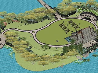 54东南亚风格婚礼主题岛屿景观设计  主题滨湖公园景观 园林景观  滨水景观带 市民休闲公园su草图模型下载