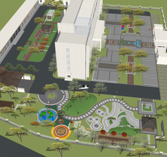 10办公厂房园区景观设计 现代商业办公区景观  现代风格工厂公园景观  现代小游园 公园景观su草图模型下载