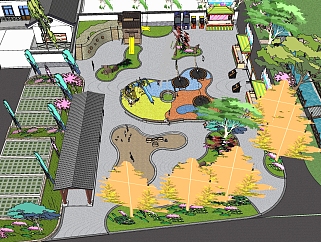 14现代风格公园景观 儿童乐园 儿童素质拓展  儿童活动乐园 停车场 新农村院子su草图模型下载
