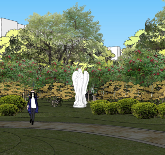 24现代风格公园景观  滨水景观带 欧式休闲公园 市民休闲公园 景观座椅 休息树池（3）su草图模型下载