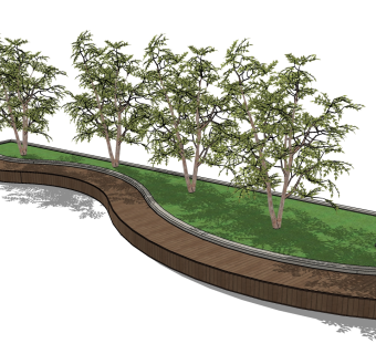 25现代花池 树池 树池坐凳 园林造景 广场绿地景观 中式休憩景观  景观带su草图模型下载