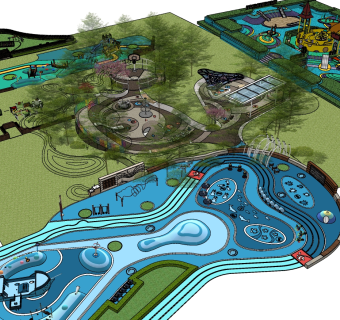 31现代风格公园景观 儿童乐园 儿童素质拓展 儿童丛林穿越 无重力乐园 儿童通话活动乐园su草图模型下载