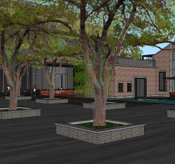 36现代工厂景观改造 现代工厂园区景观设计规划  园林路 厂房设计  商业广场景观 水景  景观墙 景观树 中式休憩景观 廊架 景墙su草图模型下载