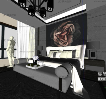 现代风格卧室su草图模型下载
